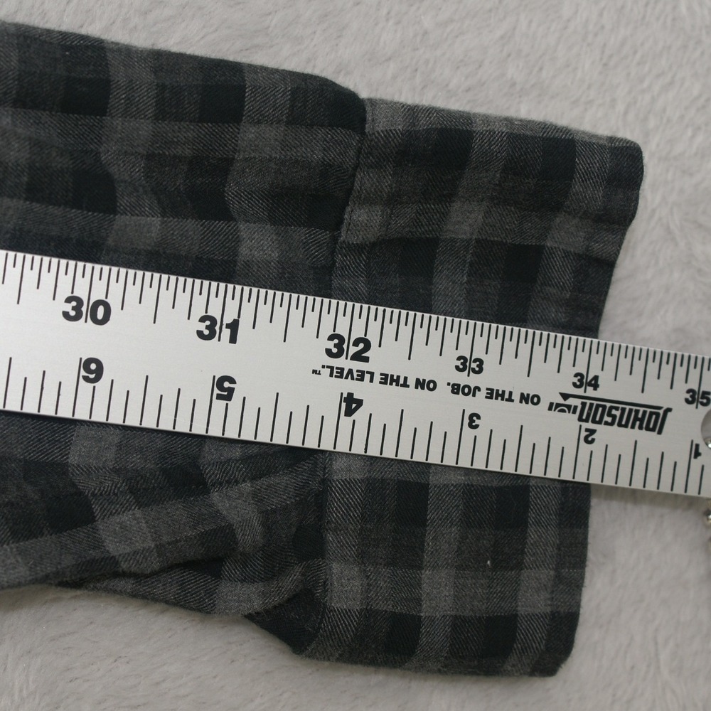 Ralph Lauren Blake Mens Large Grey Black Gingham Flannel Button Down Shirt - Picture 6 of 9
